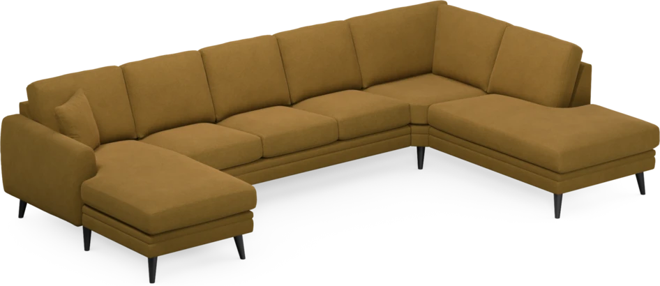 Eden - 3-sits soffa med schäslong vänster och divan höger - Gul