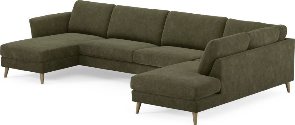 Bridge - 3-sits soffa med schäslong vänster och divan höger - Grön
