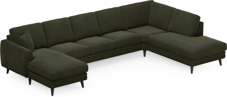 Eden - 3-sits soffa med schäslong vänster och divan höger - Grön