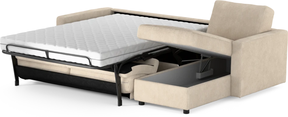 Lindö - Bäddsoffa 2,5-sits med schäslong, vändbar - Beige