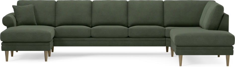 Eden - 3-sits soffa med schäslong vänster och divan höger - Grön