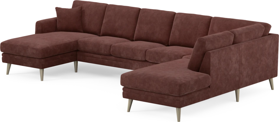 Eden - 3-sits soffa med schäslong vänster och divan höger - Röd