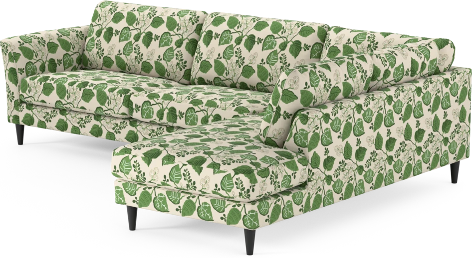 Bridge - 3-sits soffa med divan höger - Grön