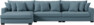 Rossi - 4-sits soffa med schäslong XL vänster - Blå