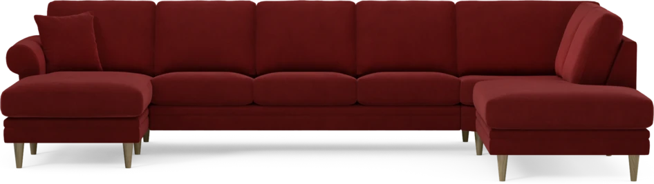 Eden - 3-sits soffa med schäslong vänster och divan höger - Röd