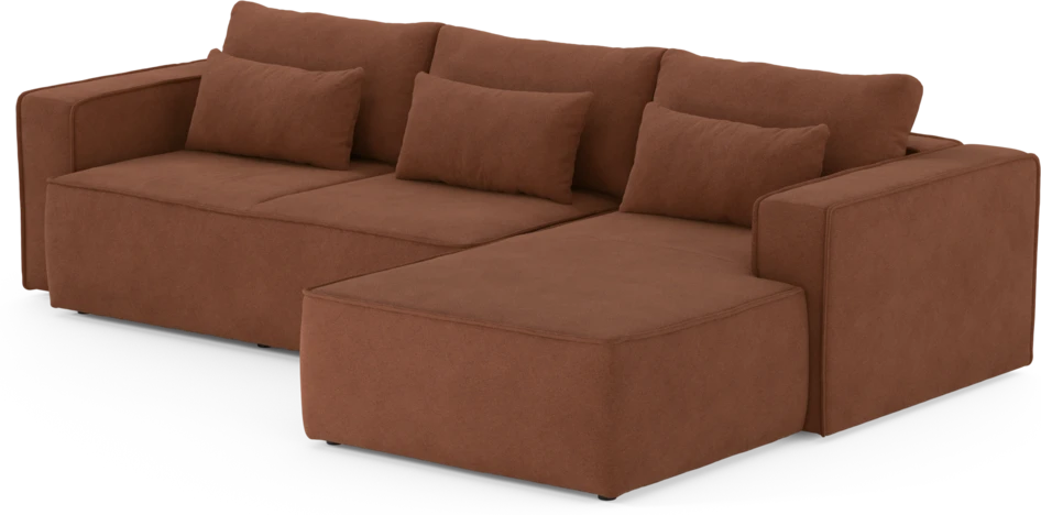 Ide - Bäddsoffa 3-sits med schäslong höger - Orange