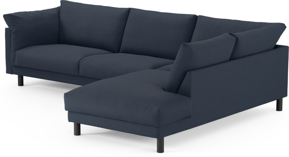 Cherrie - 3-sits soffa med divan höger, fast klädsel - Blå