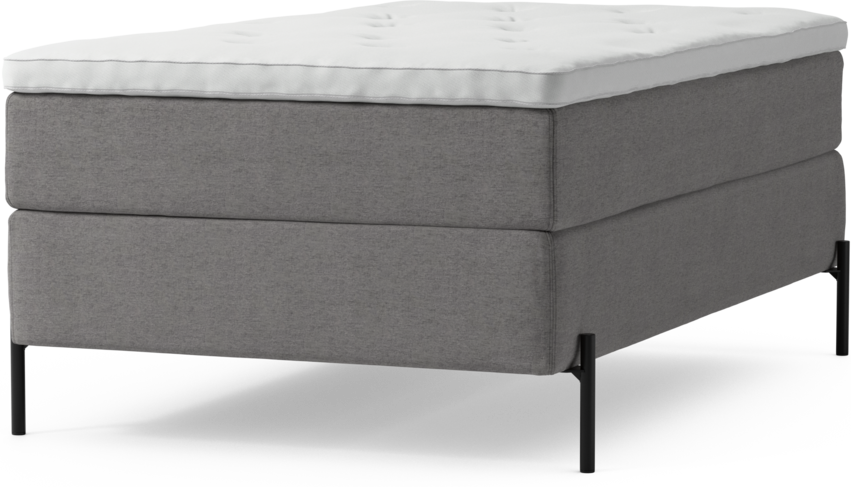 Delux Dream - Kontinentalsäng, enkelsäng 120 cm med bäddmadrass och sängben - Grå
