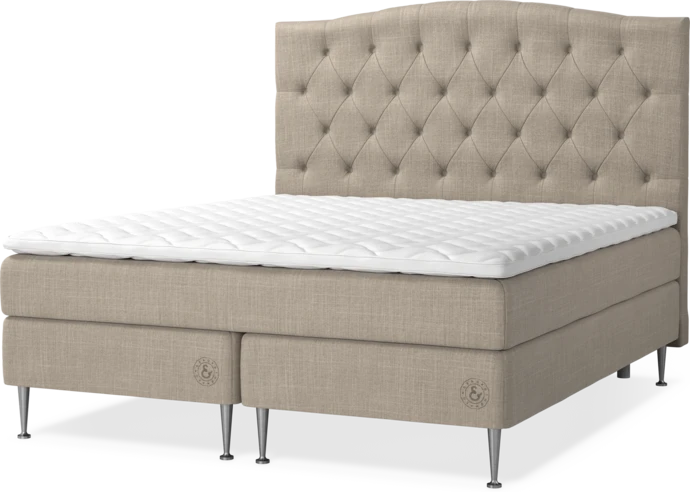 Asperö Exclusive, Kontinentalsäng, 180 cm dubbelsäng med bäddmadrass och sänggavel välvd