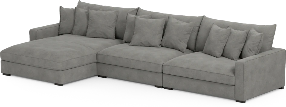 Rossi - 4-sits soffa med schäslong XL vänster - Grå