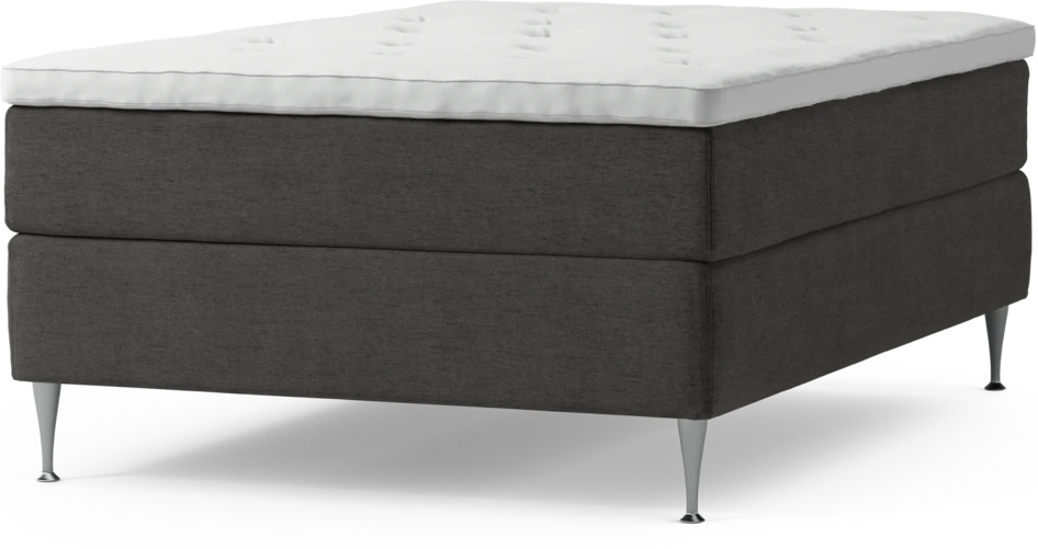 Delux Exclusive - Kontinentalsäng, enkelsäng 140 cm med bäddmadrass och sängben - Grå