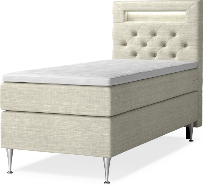 New York, Kontinentalsäng, enkelsäng med bäddmadrass, sängben och sänggavel LED