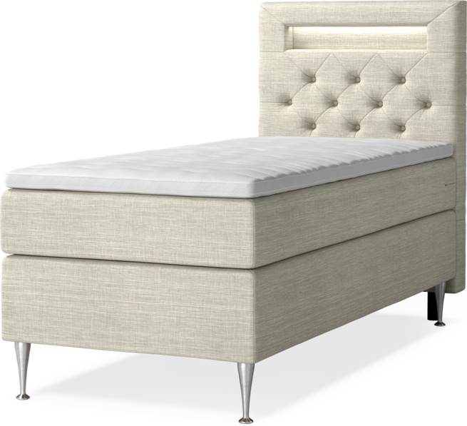 New York - Kontinentalsäng, enkelsäng med bäddmadrass och sänggavel LED - Beige