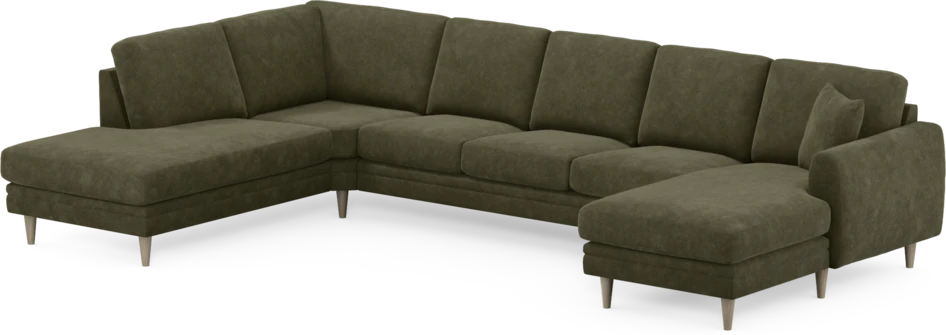 Eden - 3-sits soffa med divan vänster och schäslong höger - Grön