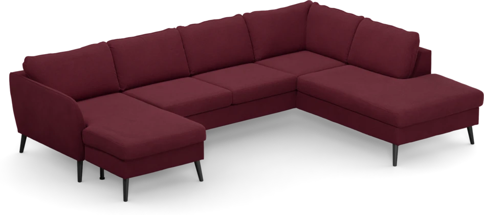 County - 3-sits soffa med schäslong vänster och divan höger - Röd