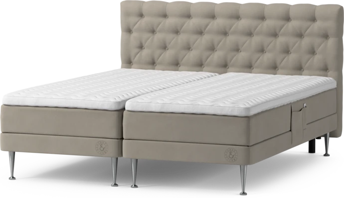 Särö Comfort, Ställbar säng, dubbelsäng med bäddmadrass och Pikerad Låg sänggavel