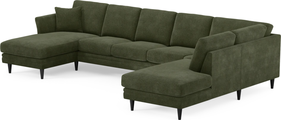 Eden - 3-sits soffa med schäslong vänster och divan höger - Grön