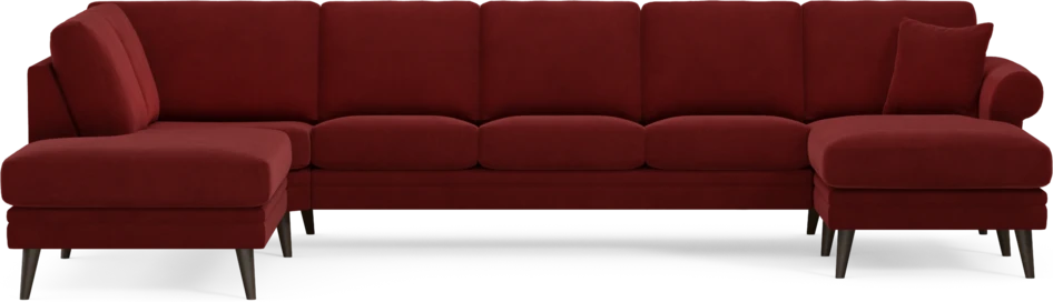 Eden - 3-sits soffa med divan vänster och schäslong höger - Röd