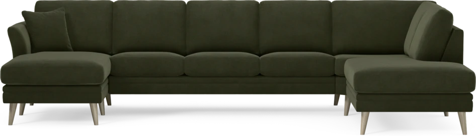 Eden - 3-sits soffa med schäslong vänster och divan höger - Grön