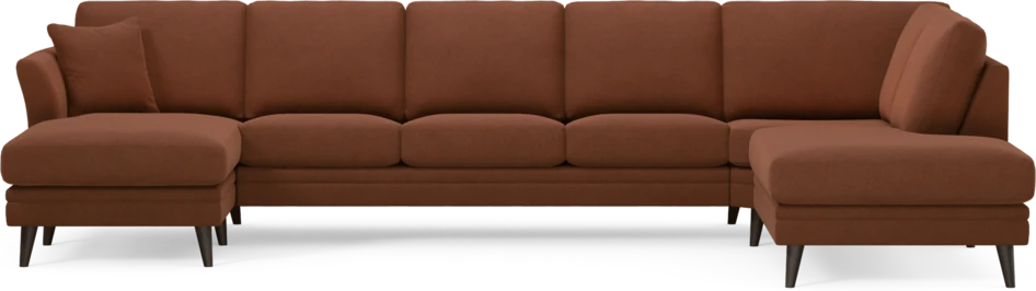 Eden - 3-sits soffa med schäslong vänster och divan höger - Orange