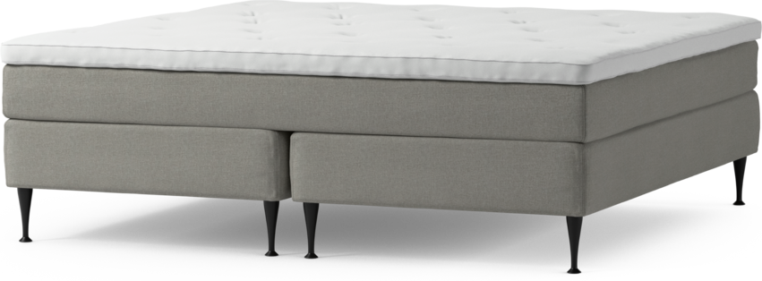 Delux Sense - Kontinentalsäng, dubbelsäng med bäddmadrass och sängben - Grå