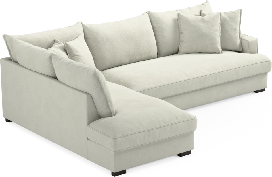 Mila - 3-sits soffa med divan vänster, hel dyna - Vit