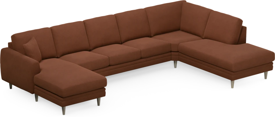 Eden - 3-sits soffa med schäslong vänster och divan höger - Orange