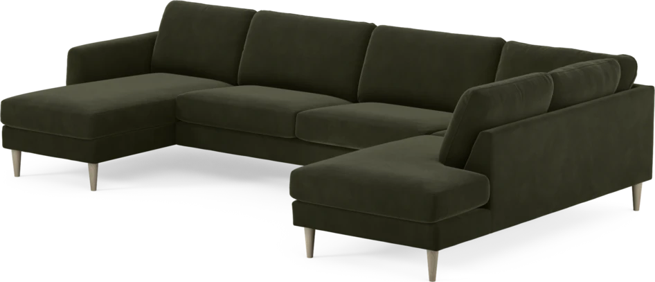 Bridge - 3-sits soffa med schäslong vänster och divan höger - Grön