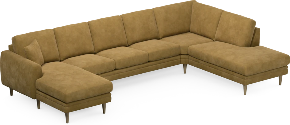 Eden - 3-sits soffa med schäslong vänster och divan höger - Gul
