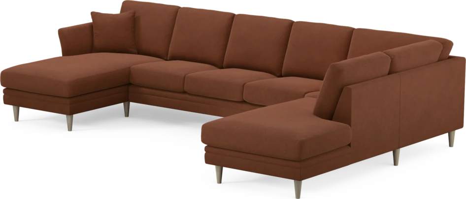 Eden - 3-sits soffa med schäslong vänster och divan höger - Orange