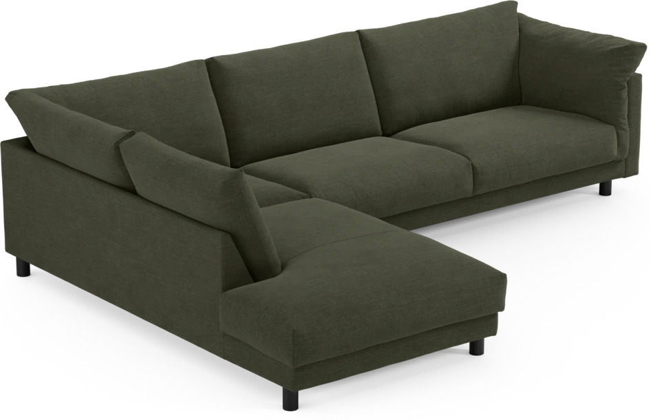 Cherrie - 3-sits soffa med divan vänster, fast klädsel - Grön