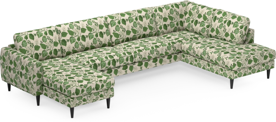 Bridge - 3-sits soffa med schäslong vänster och divan höger - Grön