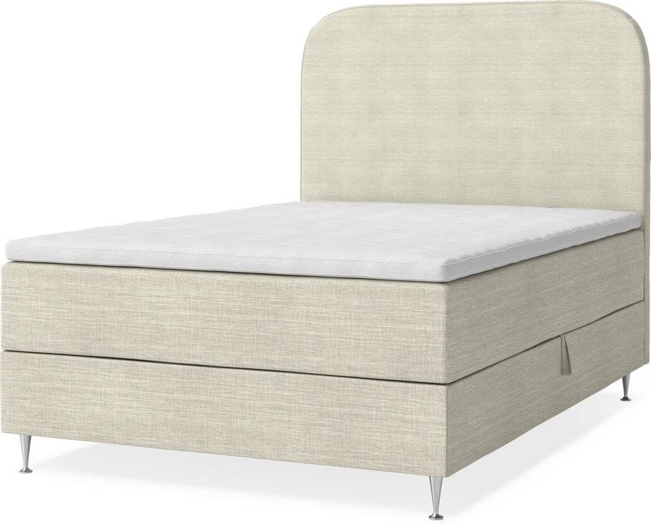 New York - Förvaringssäng, enkelsäng med bäddmadrass, sängben och sänggavel slät - Beige