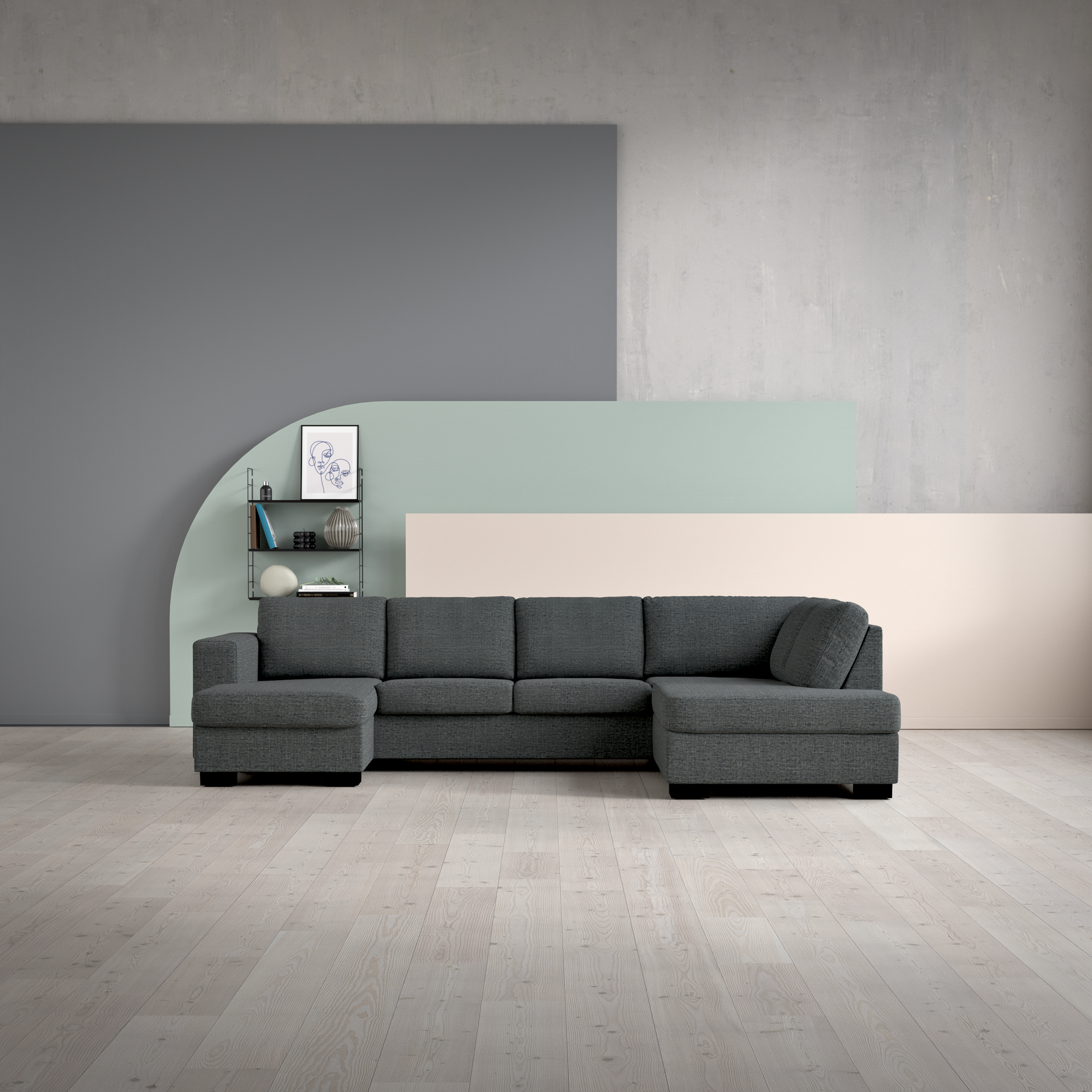 Nevada, 3-sits soffa med schäslong vänster och divan höger