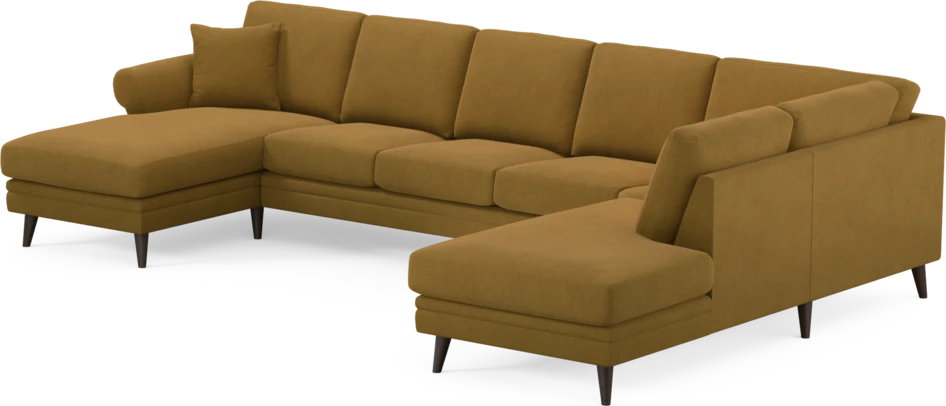 Eden - 3-sits soffa med schäslong vänster och divan höger - Gul