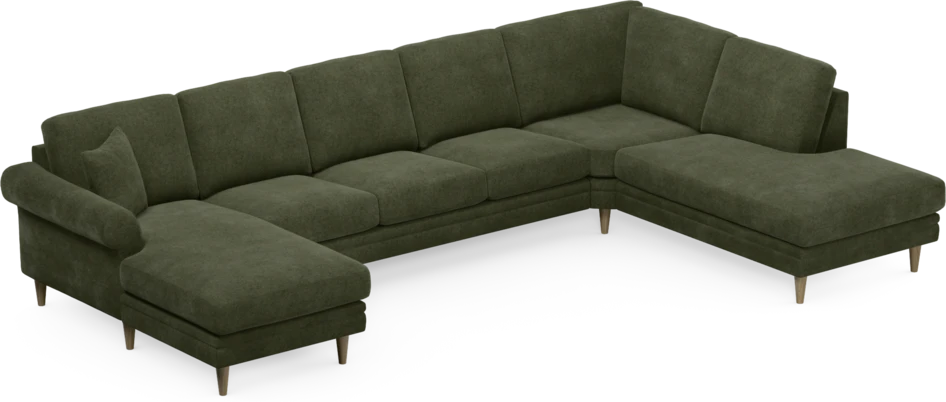 Eden - 3-sits soffa med schäslong vänster och divan höger - Grön