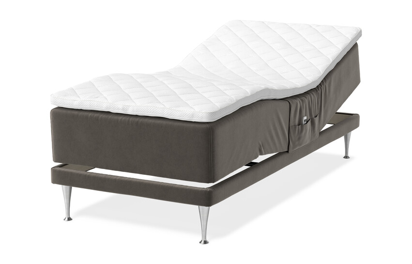Sense Delux - Ställbar säng, enkelsäng med bäddmadrass och 19 cm ben - Brun