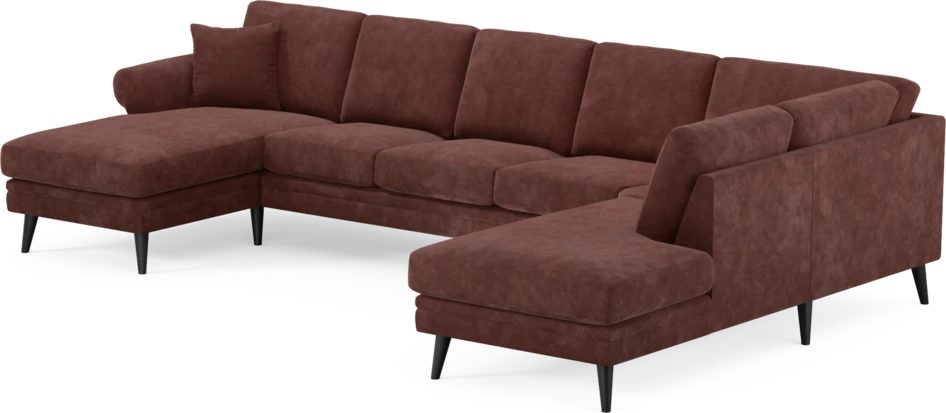 Eden - 3-sits soffa med schäslong vänster och divan höger - Röd
