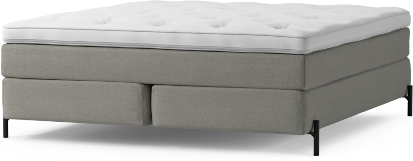 Delux Sense - Kontinentalsäng, dubbelsäng med bäddmadrass och sängben - Grå