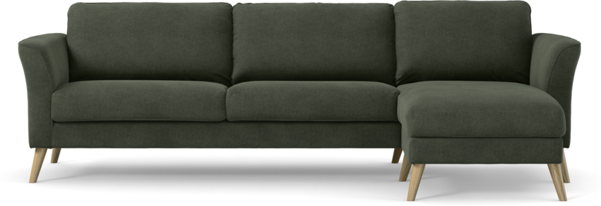 Bridge - 3-sits soffa med schäslong höger - Grön