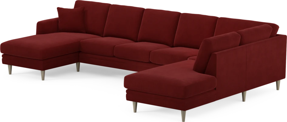 Eden - 3-sits soffa med schäslong vänster och divan höger - Röd