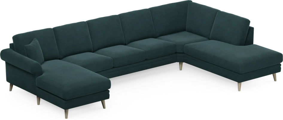 Eden - 3-sits soffa med schäslong vänster och divan höger - Blå