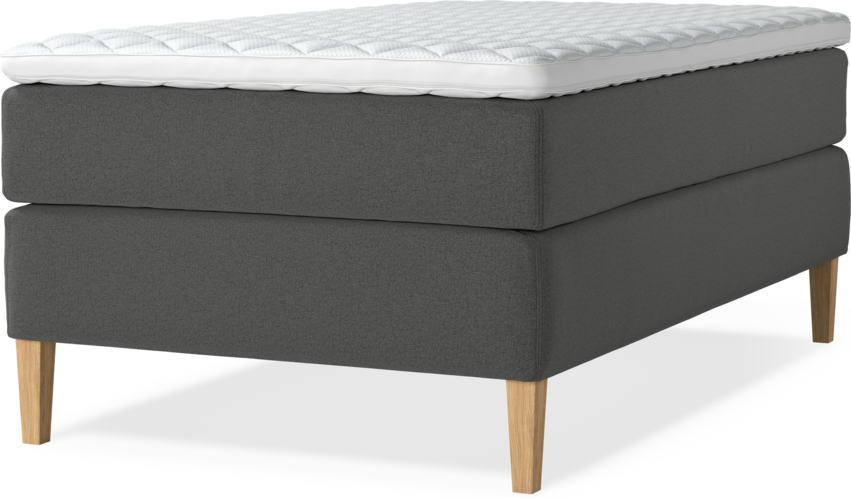 Delux Exclusive - Kontinentalsäng, enkelsäng 120 cm med bäddmadrass - Grå