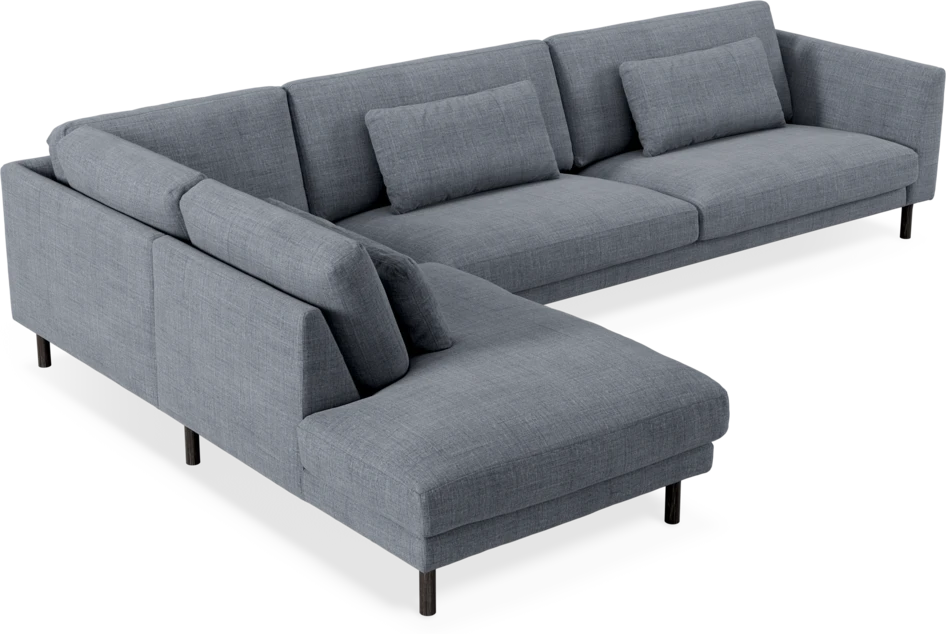 Willow - 4-sits soffa med divan vänster, fast klädsel - Blå