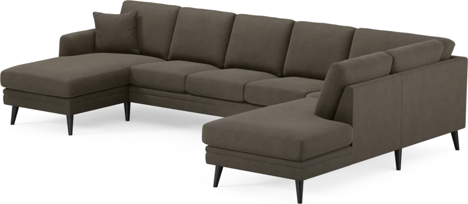 Eden - 3-sits soffa med schäslong vänster och divan höger - Brun