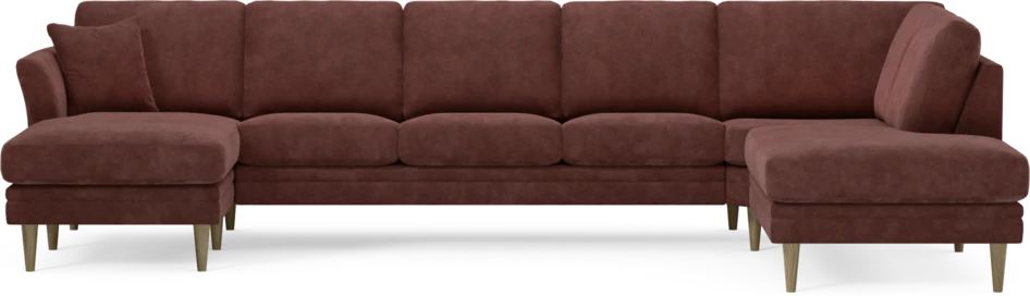 Eden - 3-sits soffa med schäslong vänster och divan höger - Röd