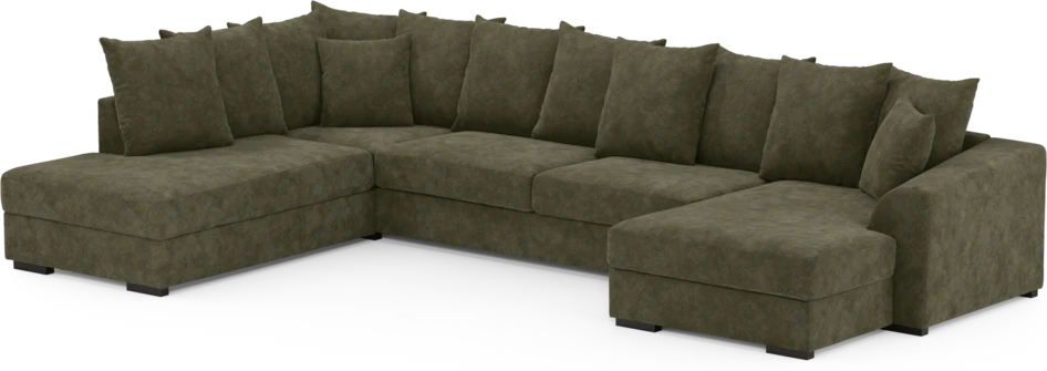 Town - 3-sits soffa med divan vänster och schäslong höger - Grön
