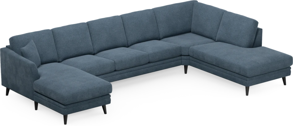 Eden - 3-sits soffa med schäslong vänster och divan höger - Blå