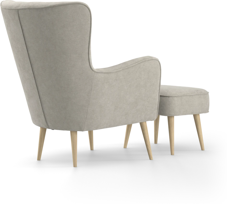 Cordelia - Fåtölj med fotpall - Grå