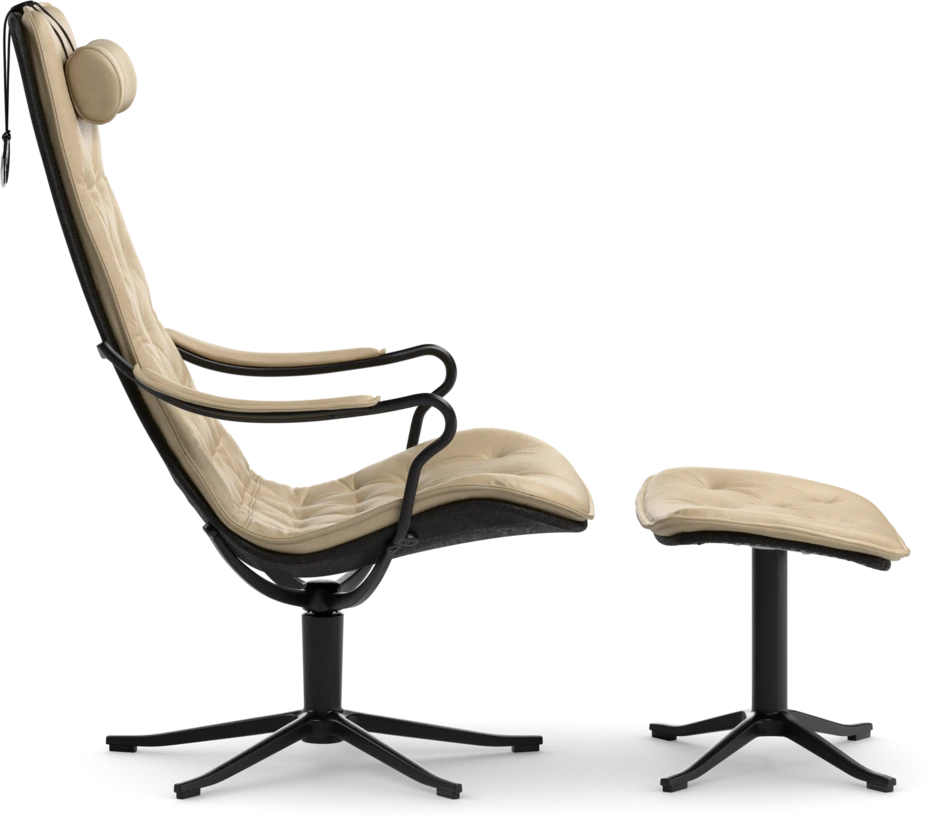 Moore - Fåtölj och fotpall - Beige